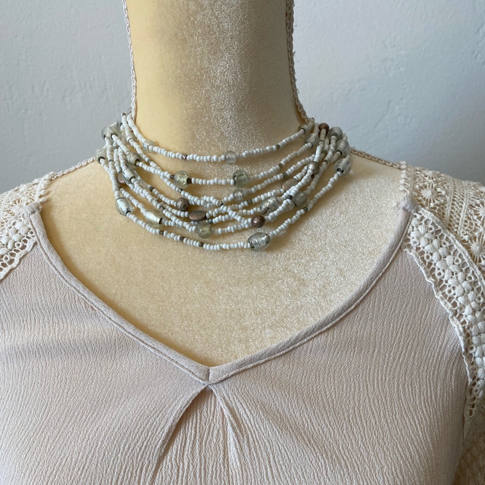 New Express Necklace, 8 layer beaded choker